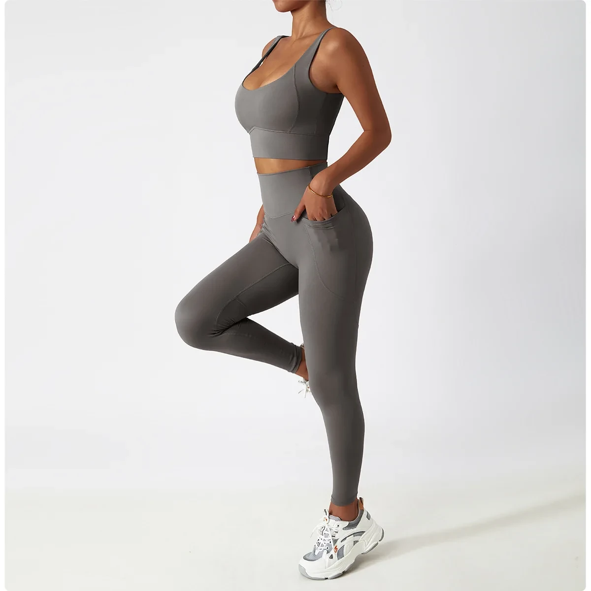 Legging de sport femme à poche avec taille haute