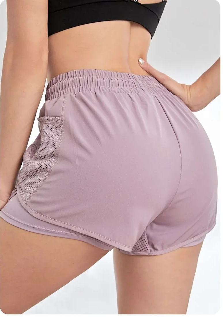 Short 2 en 1 femme avec poche Mauve