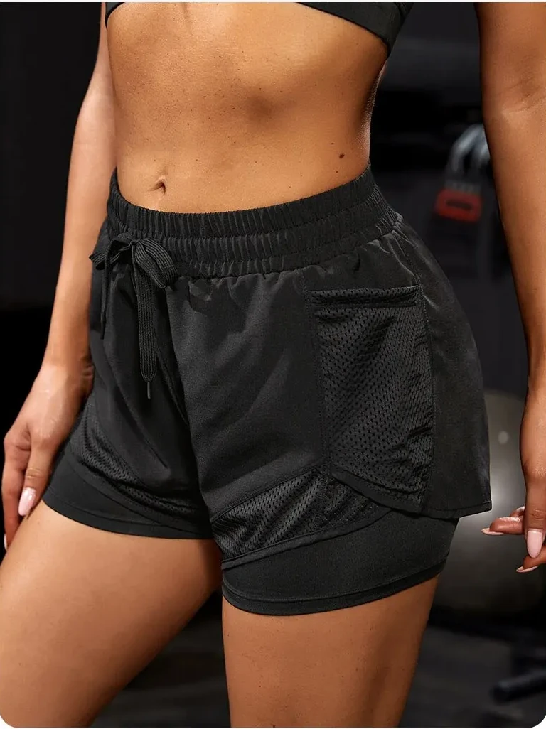 Short 2 en 1 femme avec poche noir