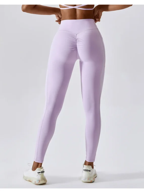 Legging Plissé Effet Push-up avec Poche Latérale bleu