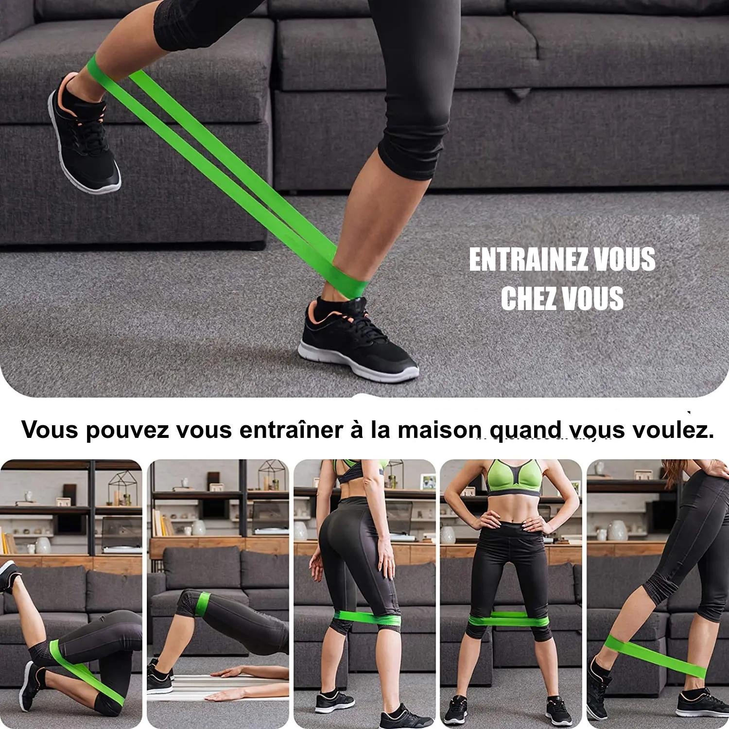 Lot de 5 Bandes élastiques de yoga